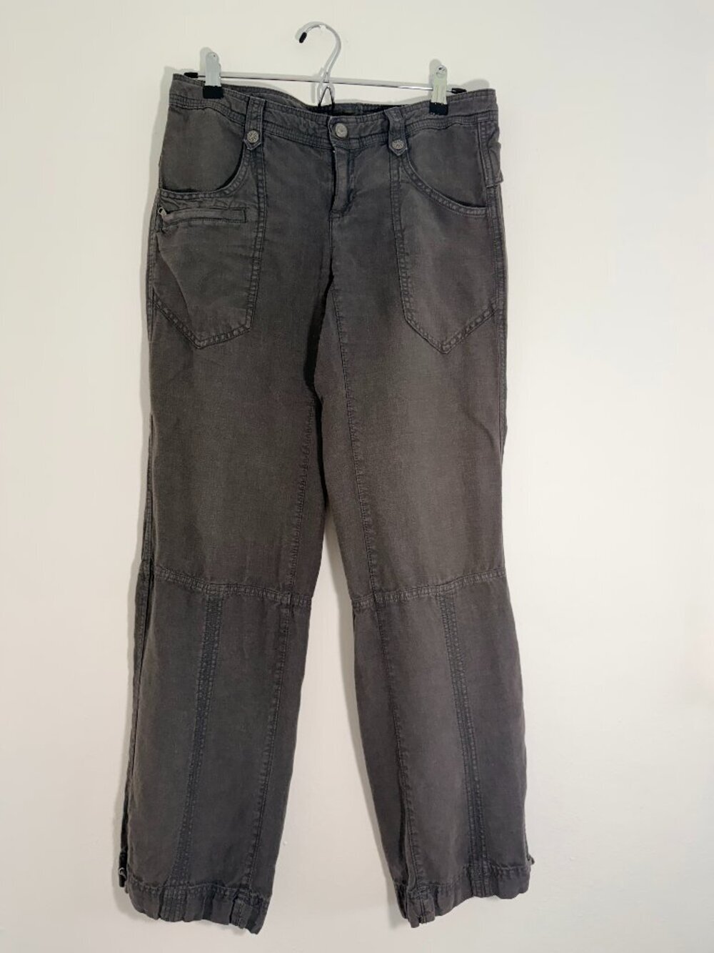 Athleta Gray 100% Linen Pants Size 10 Coastal Grandma Quiet Luxu